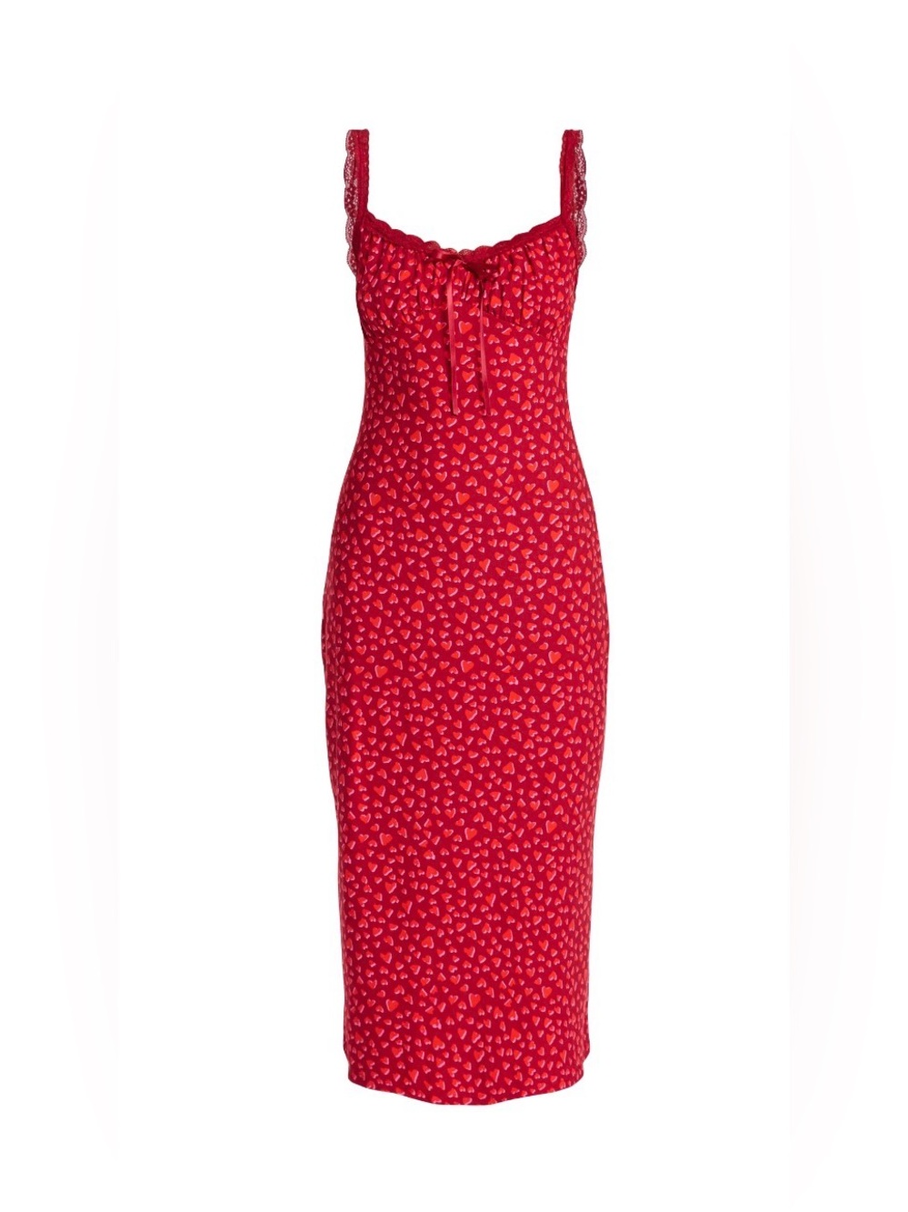 No Boundaries Red Heart Print Slip Dress